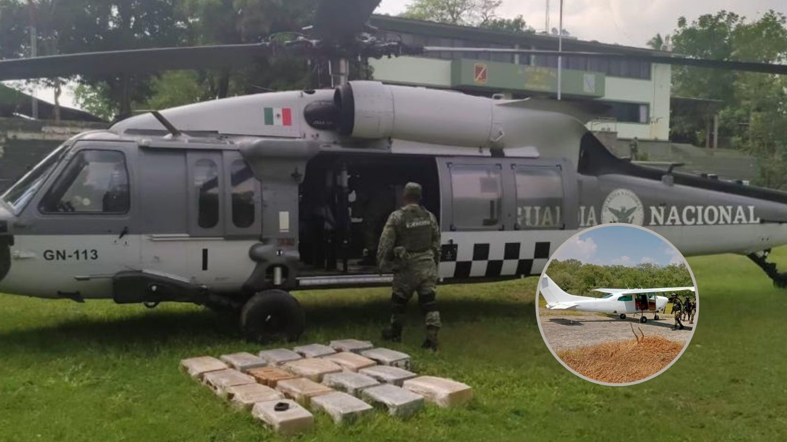 SEDENA asegura avión con 312 kilos de cocaína en Chiapas