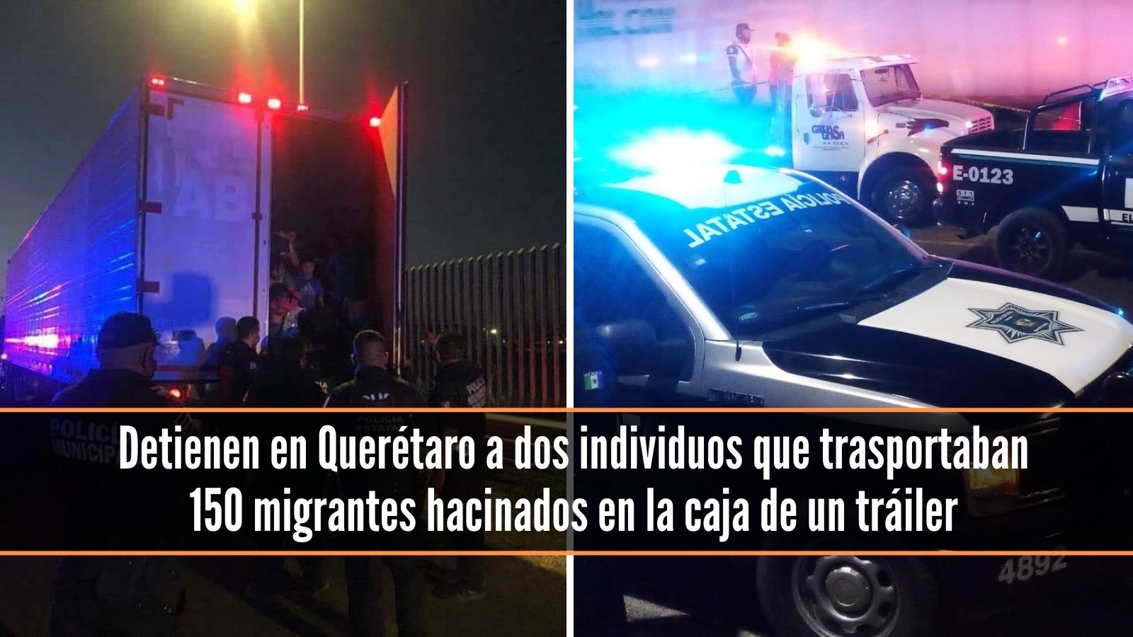 Detienen tráiler con 150 migrantes en Querétaro