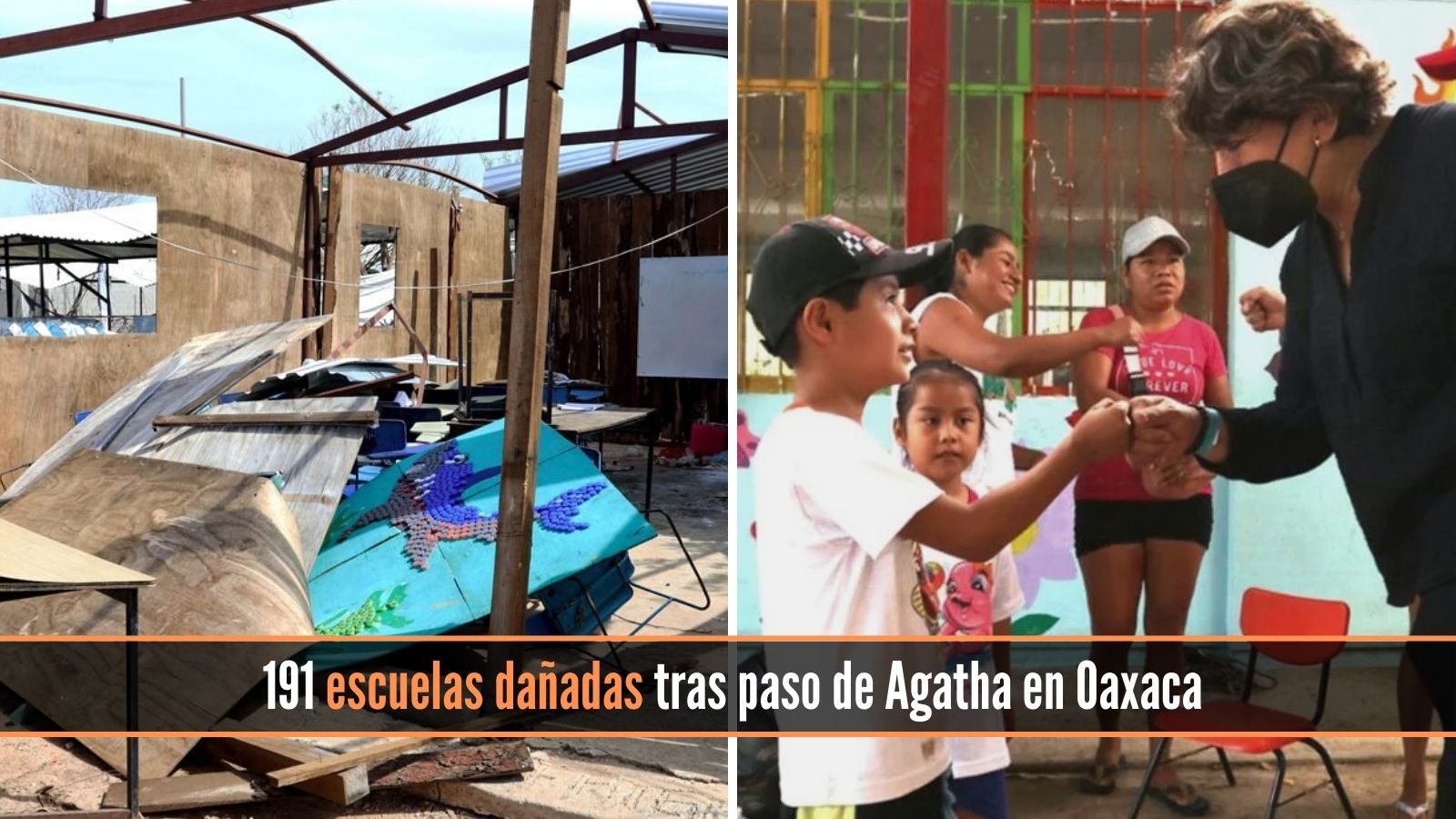 191 escuelas dañadas tras paso de Agatha en Oaxaca