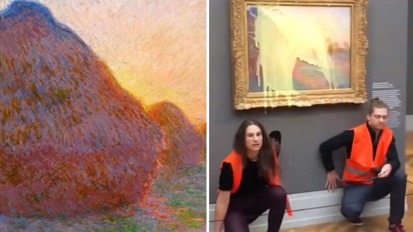 Activistas arrojan puré de papa a cuadro de Monet
