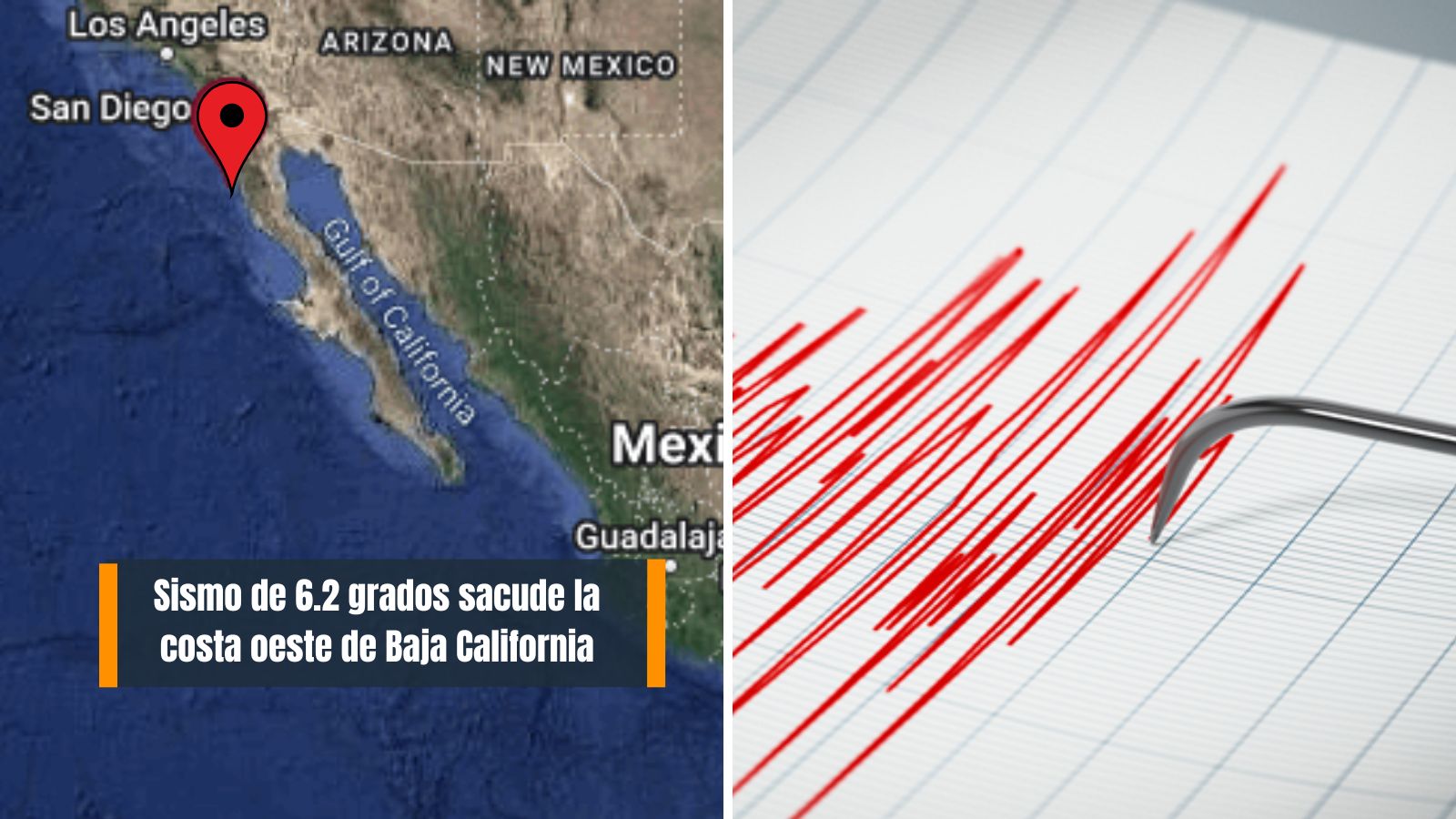 Sismo 6.2 grados en Baja California, México