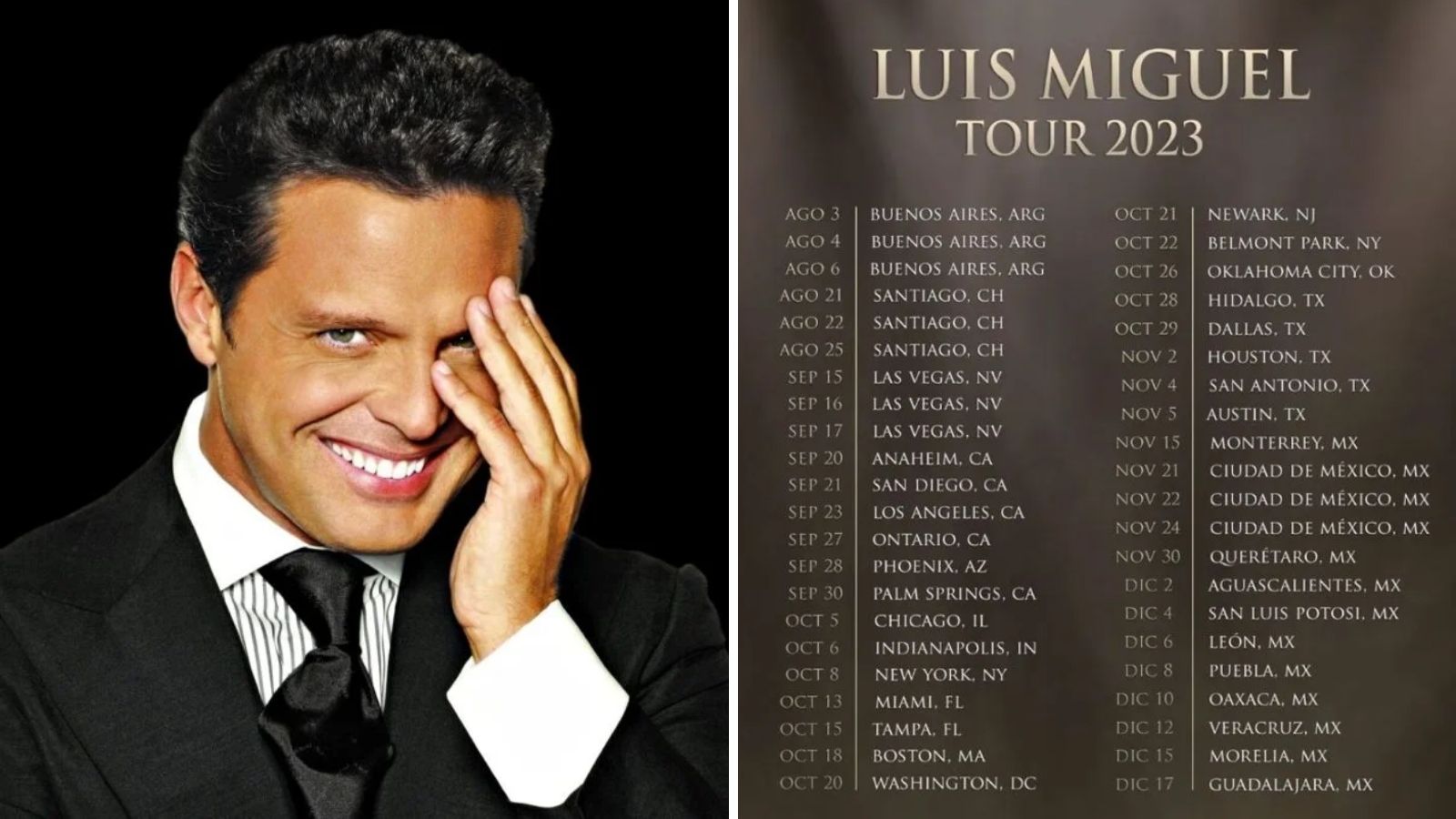 Luis Miguel confirma fechas para su gira de conciertos 2023