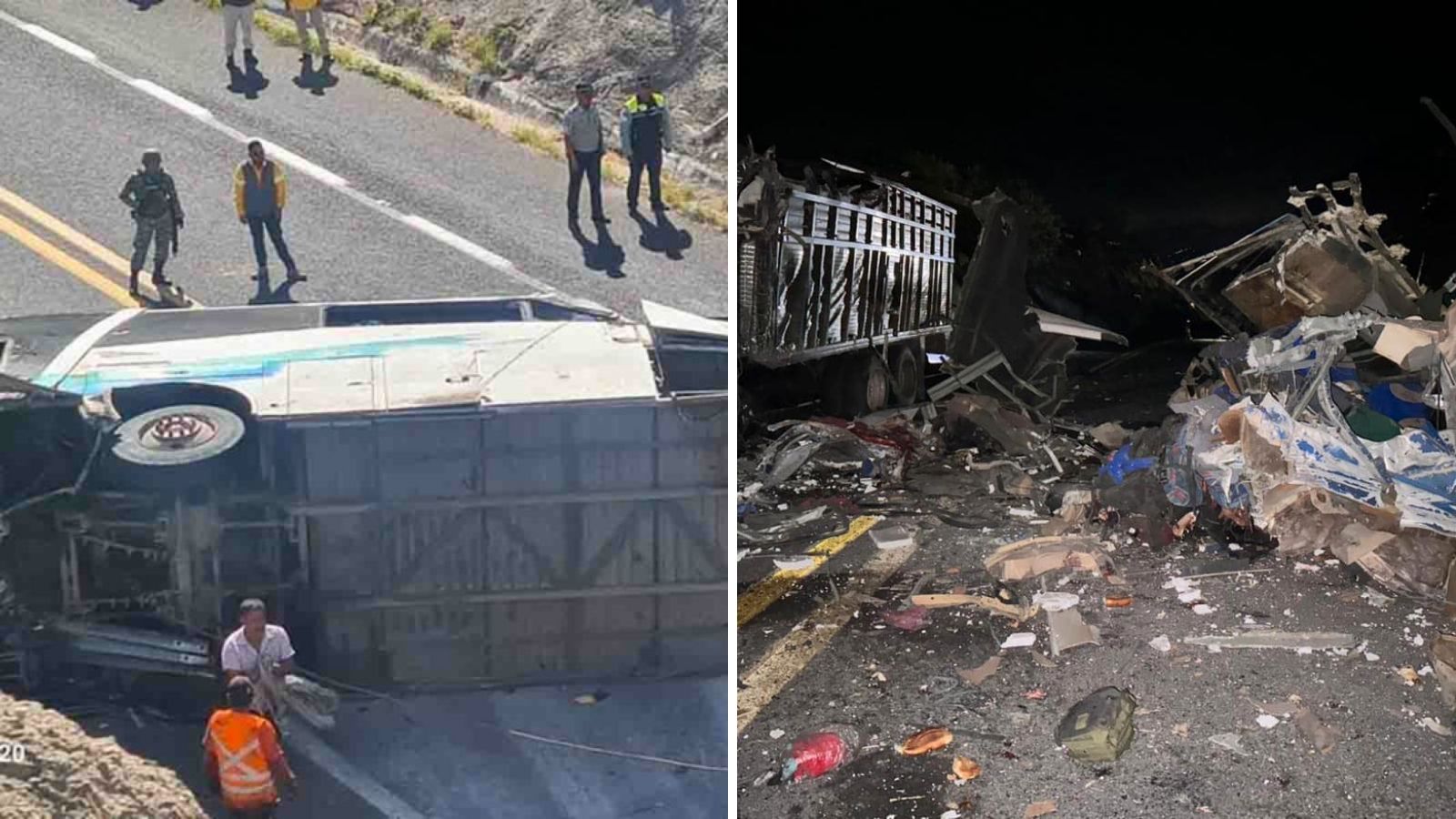 Choque entre un autobús y un camión deja 16 muertos en Oaxaca