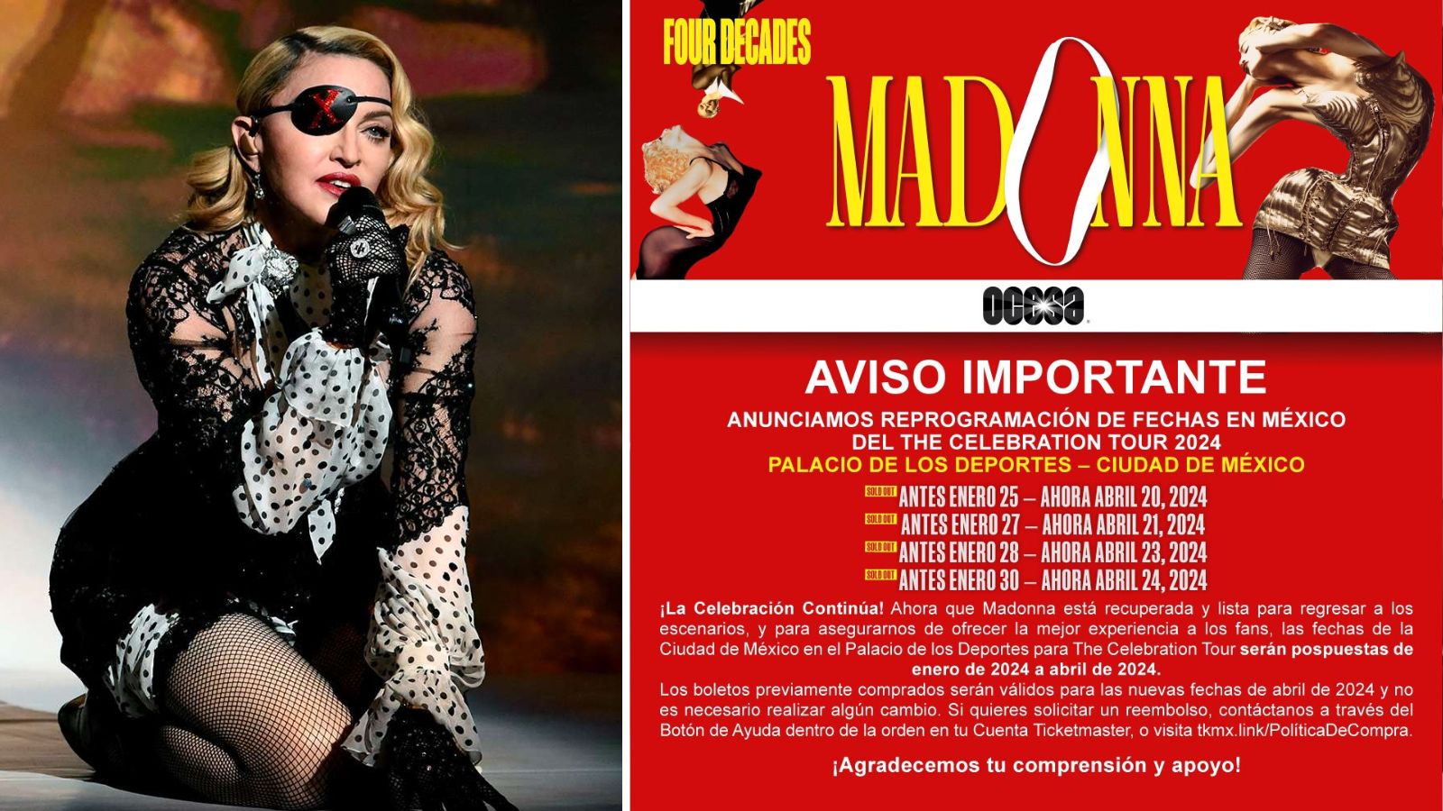Madonna confirma nuevas fechas para sus conciertos en México