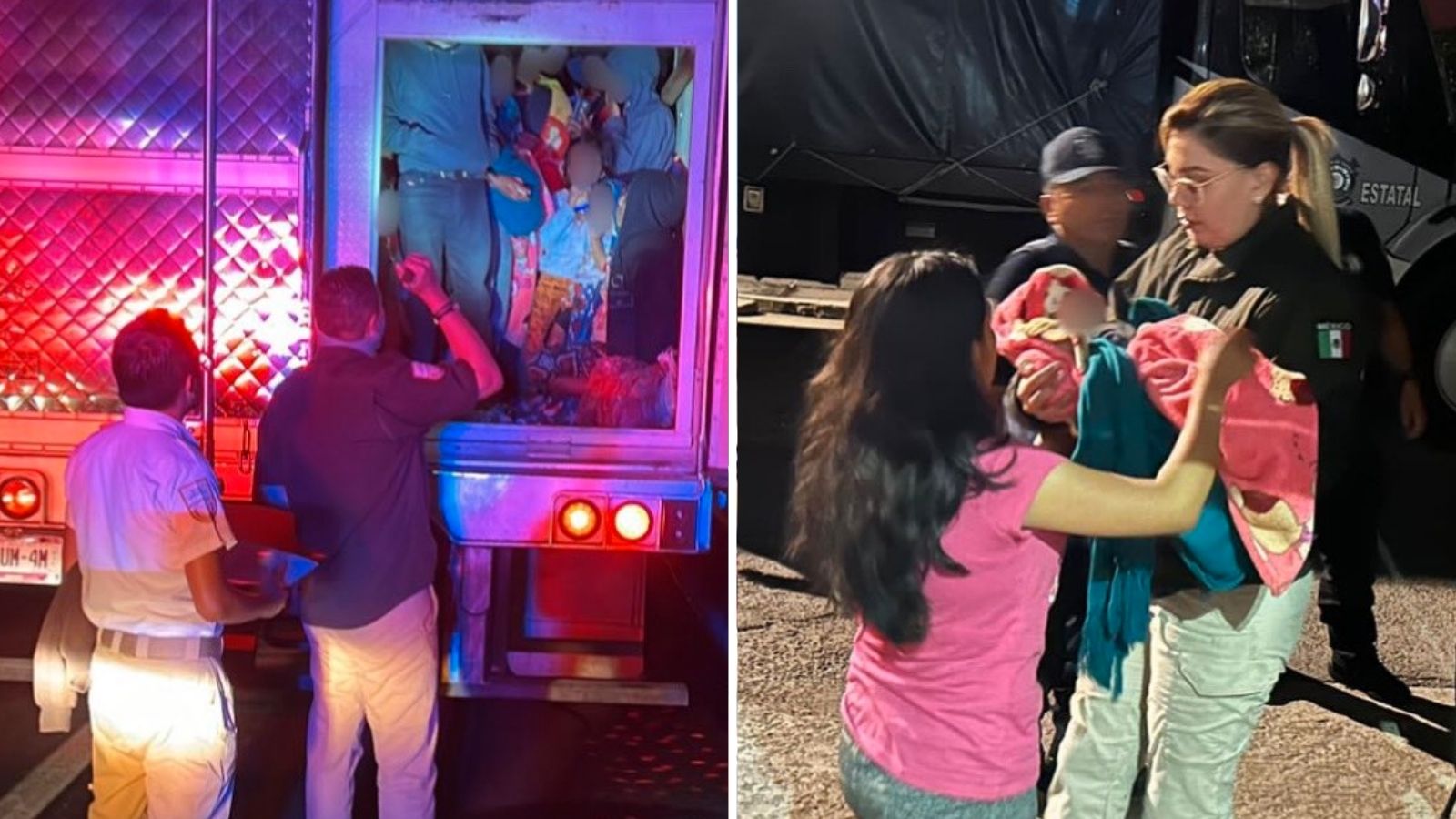 Rescatan en Puebla a 231 migrantes hacinados en caja de tráiler
