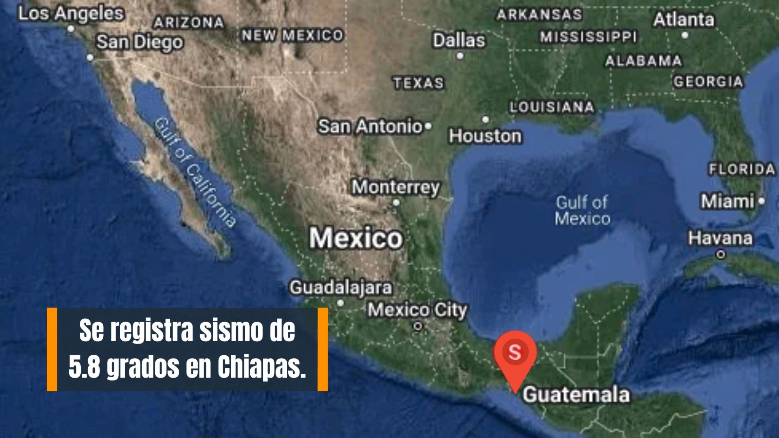 Se registra sismo de 5.8 grados al oeste de Tonalá, Chiapas