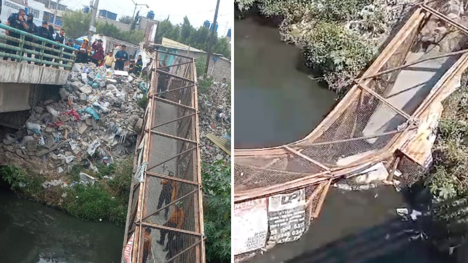 Colapso de puente sobre aguas negras en EdoMéx deja 13 heridos