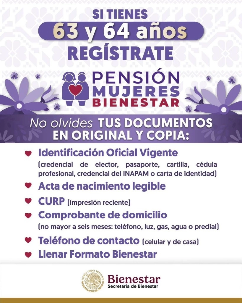 Pensión a mujeres de 60 a 64 años