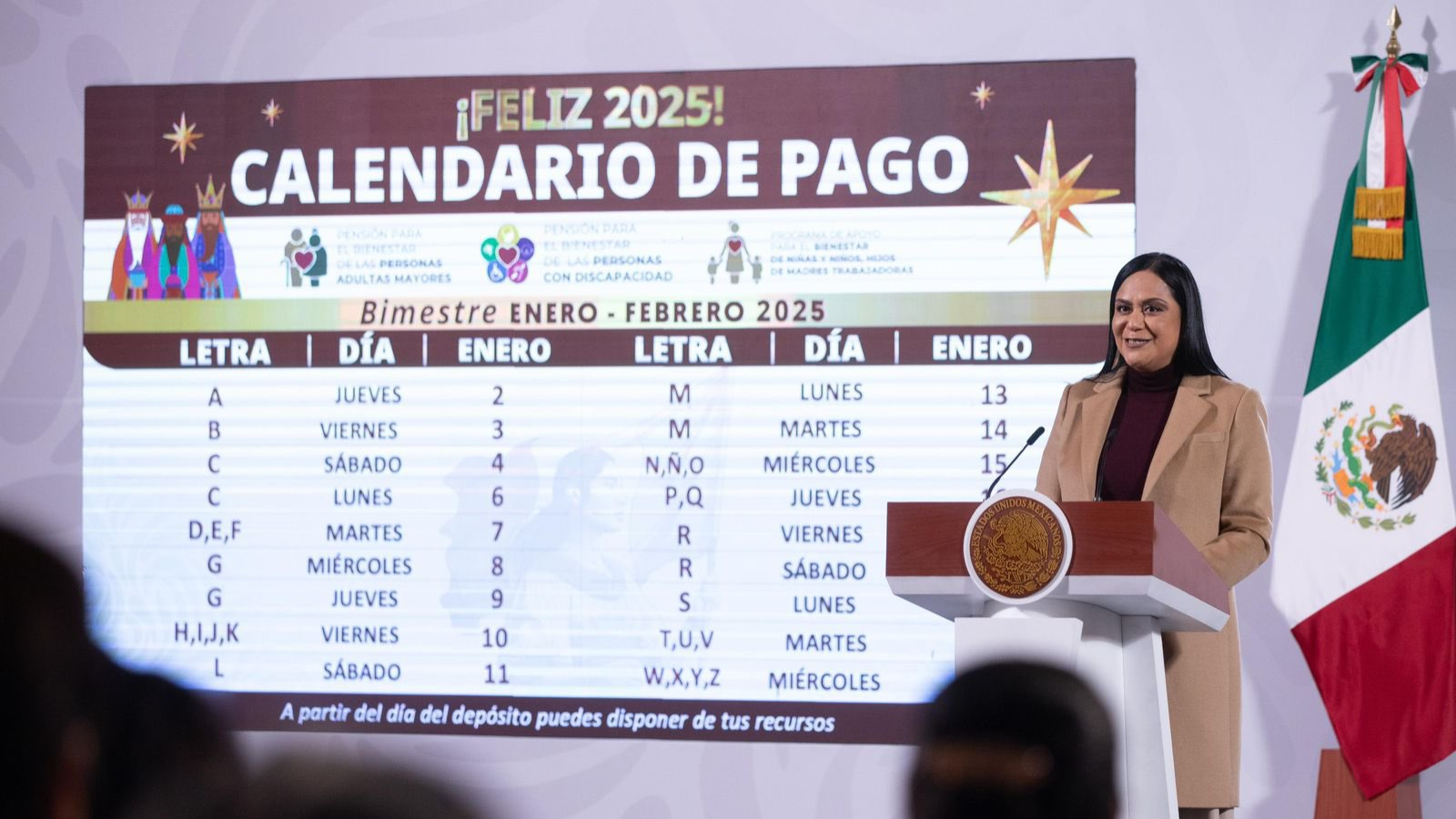 Pensión del Bienestar Calendario bimestre en enero-febrero, 2025