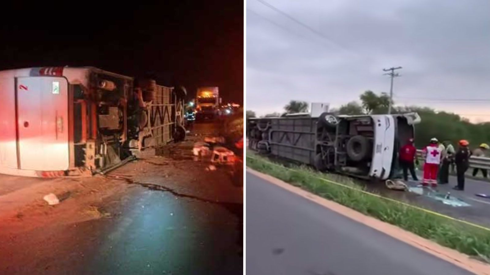 Volcadura de autobús de pasajeros deja 11 muertos en Nuevo León
