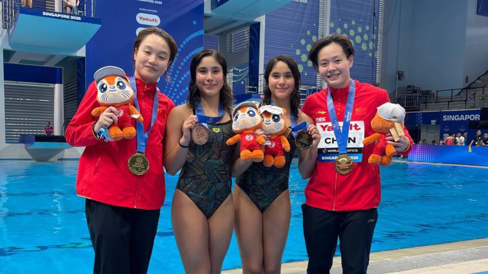 Mía y Lía Cueva ganan bronce en clavados del Mundial de Deportes Acuáticos Singapur