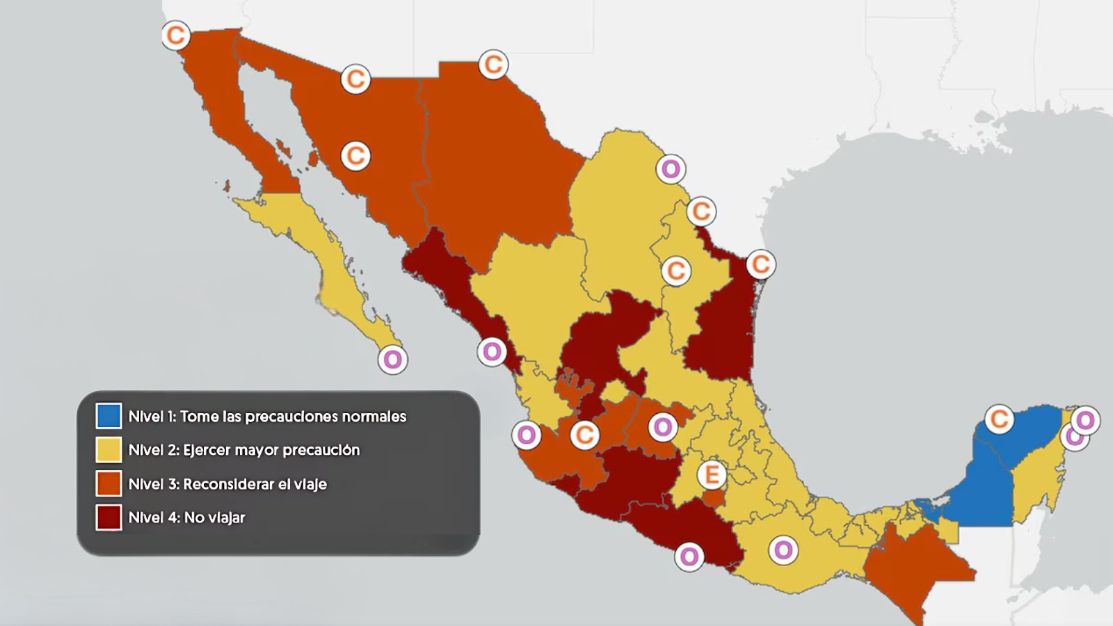 EE. UU. actualiza alerta de viaje por violencia en México