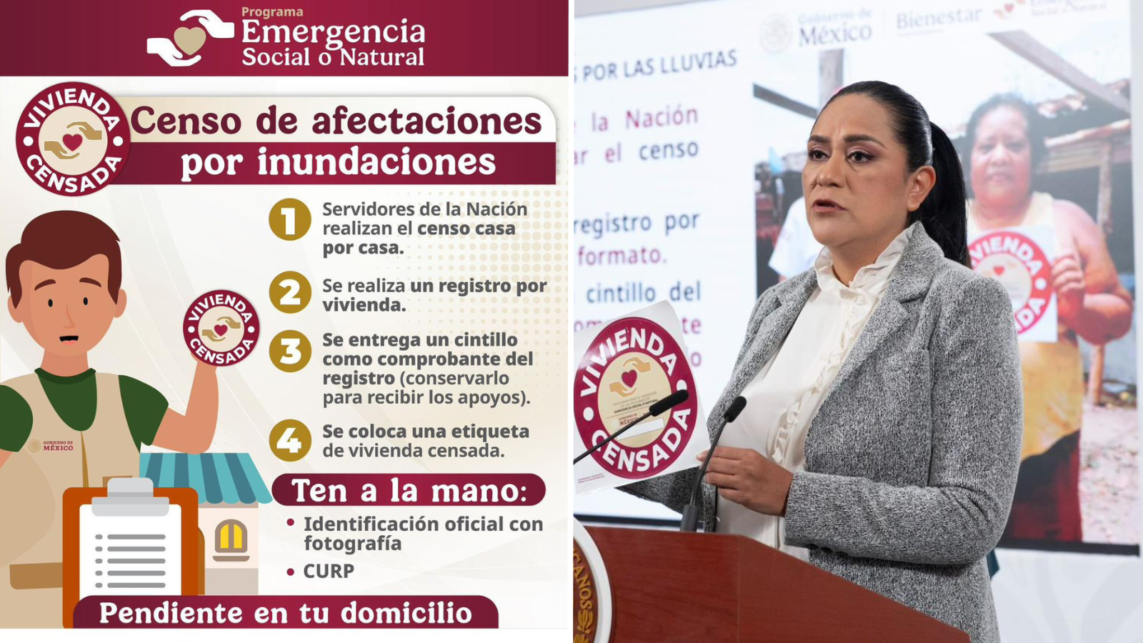 Inicia censo en zonas afectadas por las lluvias en 5 estados del país