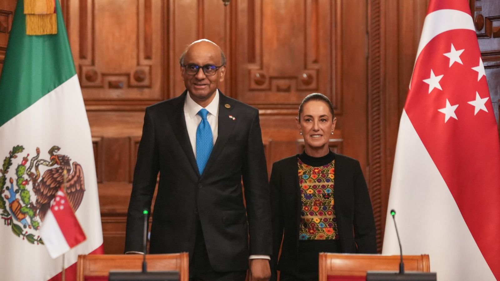 La presidenta, Claudia Sheinbaum, se reúne con su homólogo de Singapur