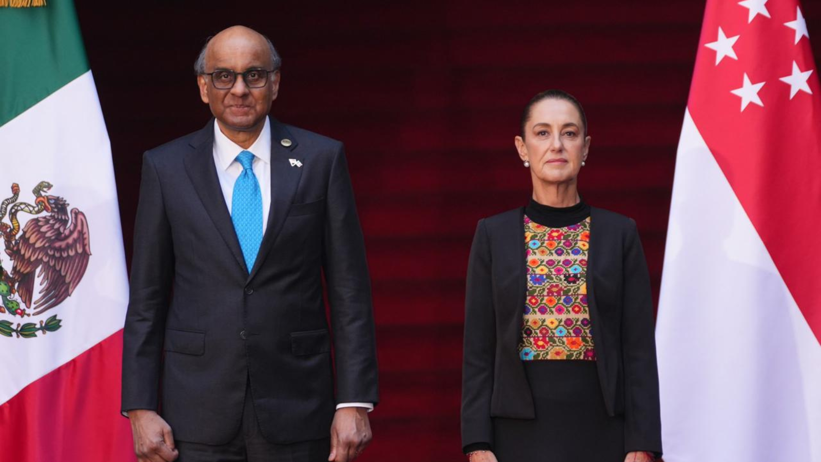 Sheinbaum recibe a su homólogo de Singapur en Palacio Nacional