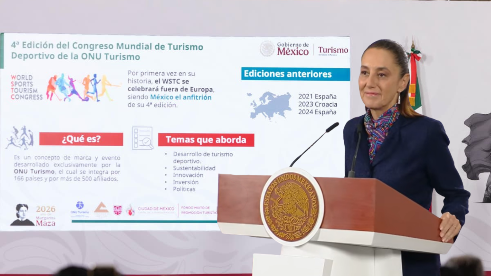 Sheinbaum resalta récord histórico en llegada de visitantes y turistas internacionales en enero 2026