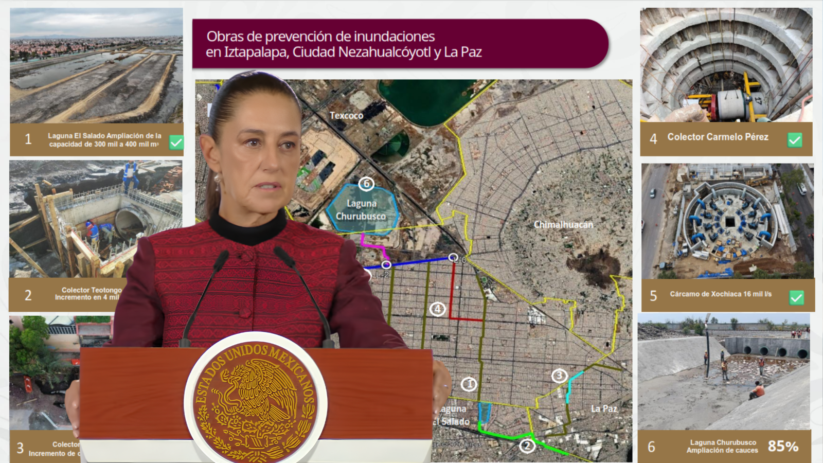 Obras de prevención de inundaciones en la zona oriente del EdoMéx van al 90