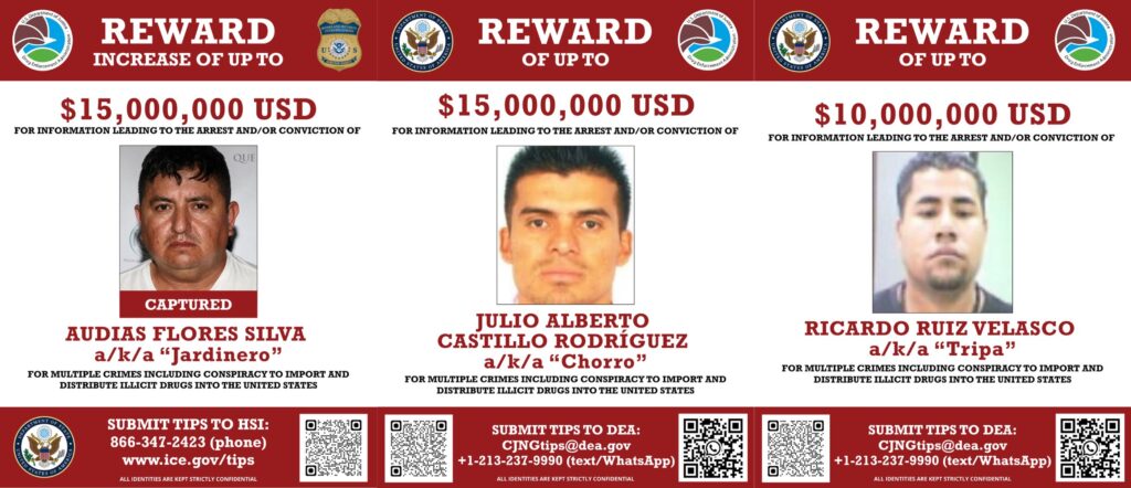 Nuevas recompensas por miembros clave del CJNG