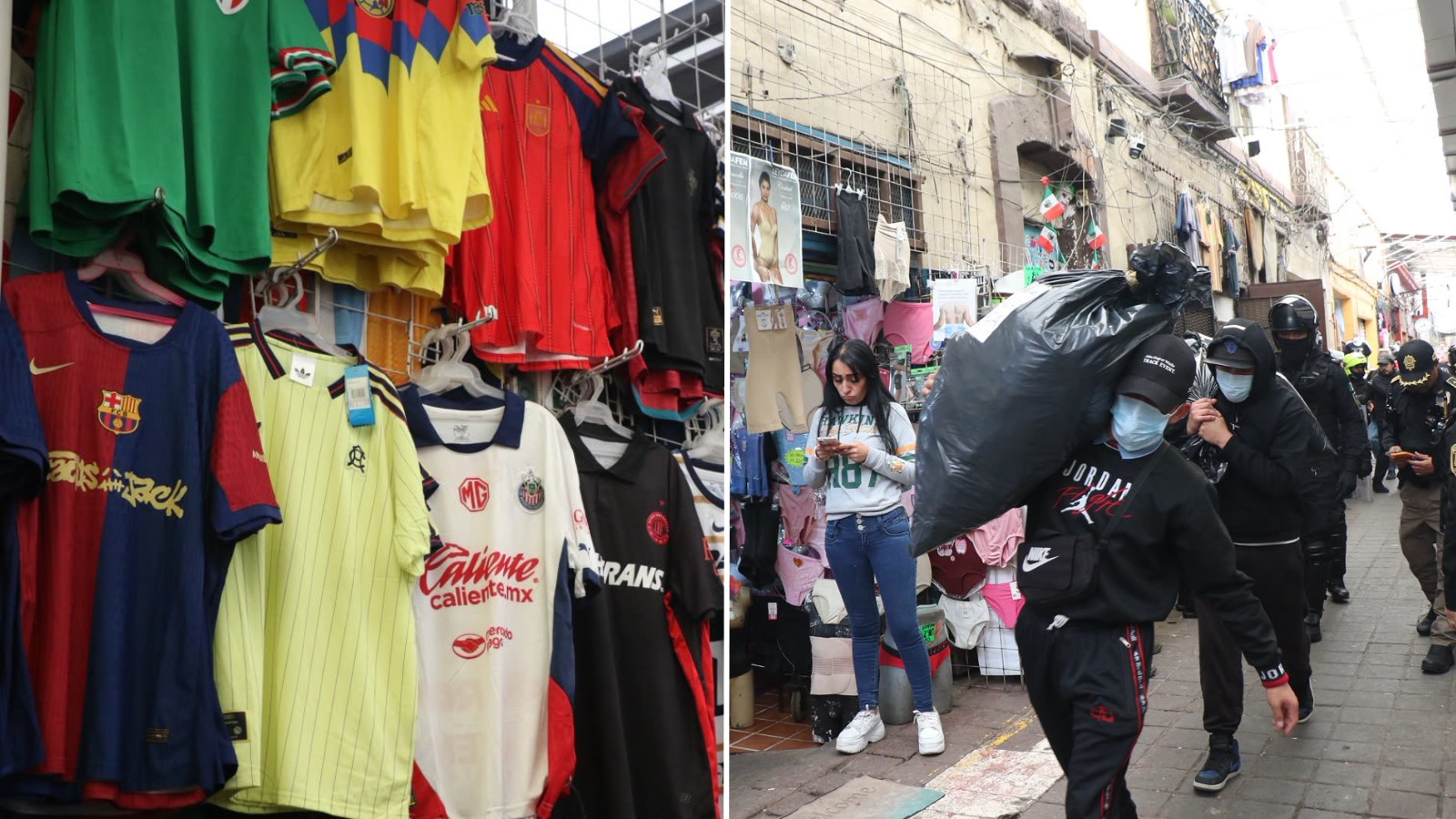 Desmantelan red de ropa deportiva apócrifa en Tepito